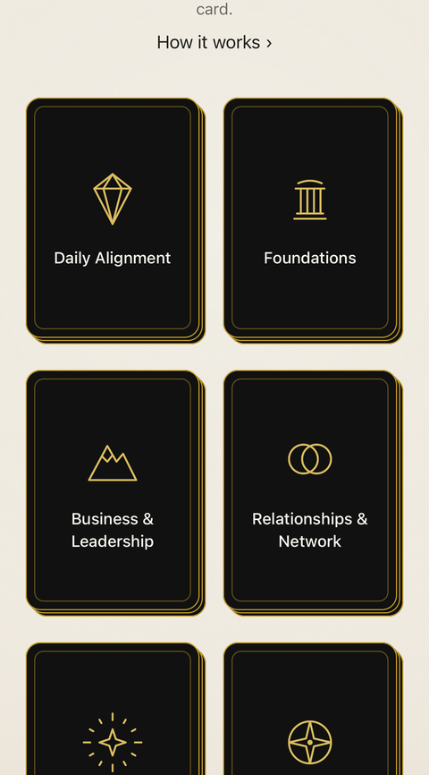 The Vantage home screen showing the six decks